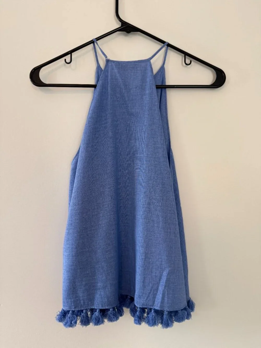 Tory Burch Blue Tassel Hem High Neck Camisole Tank Top, Size 6